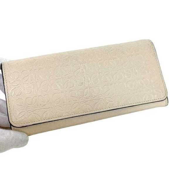 Loewe bi-fold long wallet ec-25157 beige Repeat Anagram 107.55.F11 leather 26... - Picture 7 of 11
